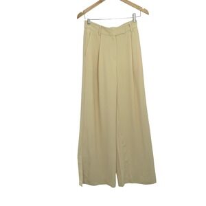 Commense Women's Beige High Rise Wide Leg Trousers Pleated Front Pants Size S